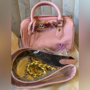 Cute Pink Mini Bag with Charm Accents